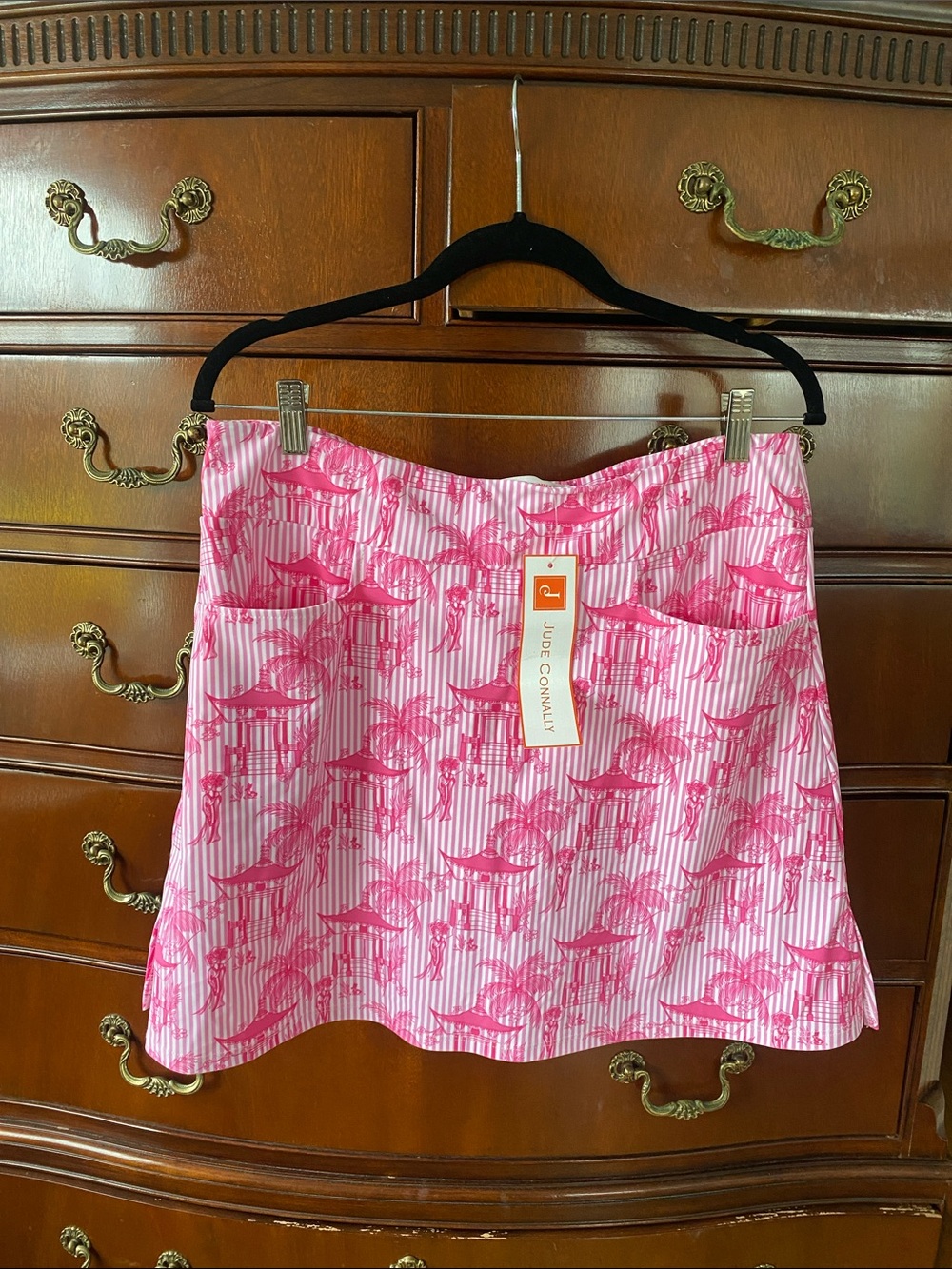 Jude Connally Pink & White Peony Pagoda Print Mini Skort (hidden shorts)